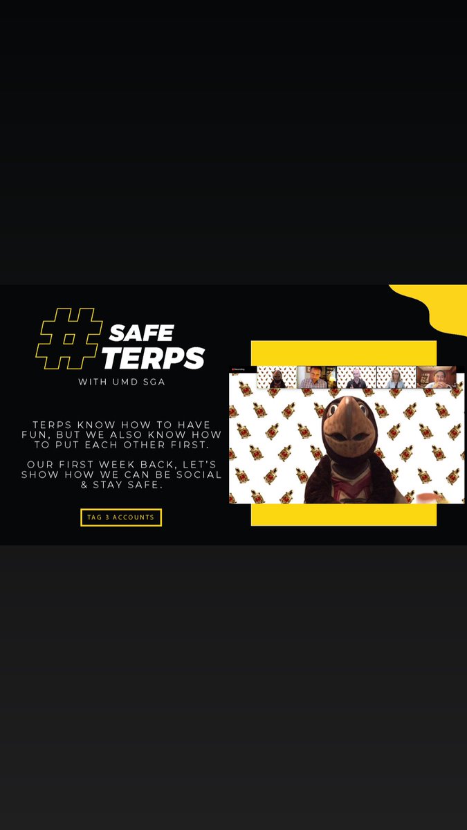 Testudo_UMD's tweet photo. @UMDSGA let’s be #SafeTerps !!! You can request me for a virtual event if you miss me as much as I miss you :) https://t.co/TXq45VeYsJ