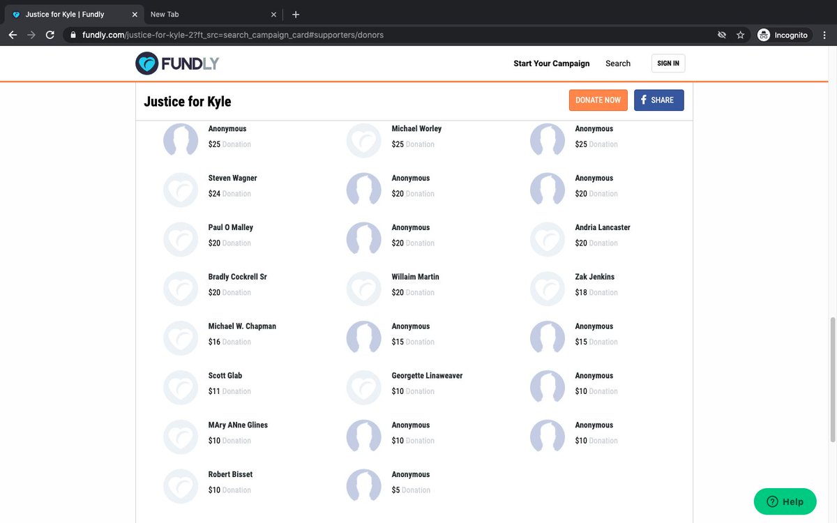Here's the full list of donors who spent their money on Jaymon's scammy-looking  #KyleRittenhouse fundraiser after the kid shot three people, murdering two at the  #KenoshaProtests for  #JacobBlake &  #BlackLivesMatter  
