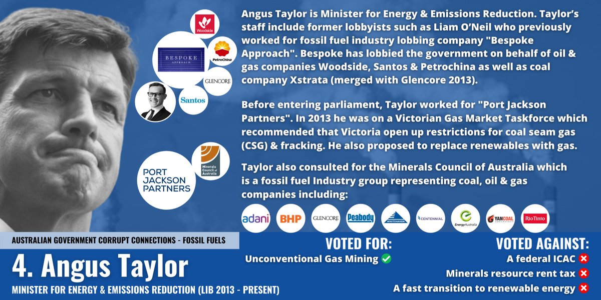 Australian Government Corrupt Connections - Fossil Fuels#4/17 @AngusTaylorMP, Liam O'Neil, Bespoke Approach, Port Jackson Partners &  @MineralsCouncil.  #ICACNow