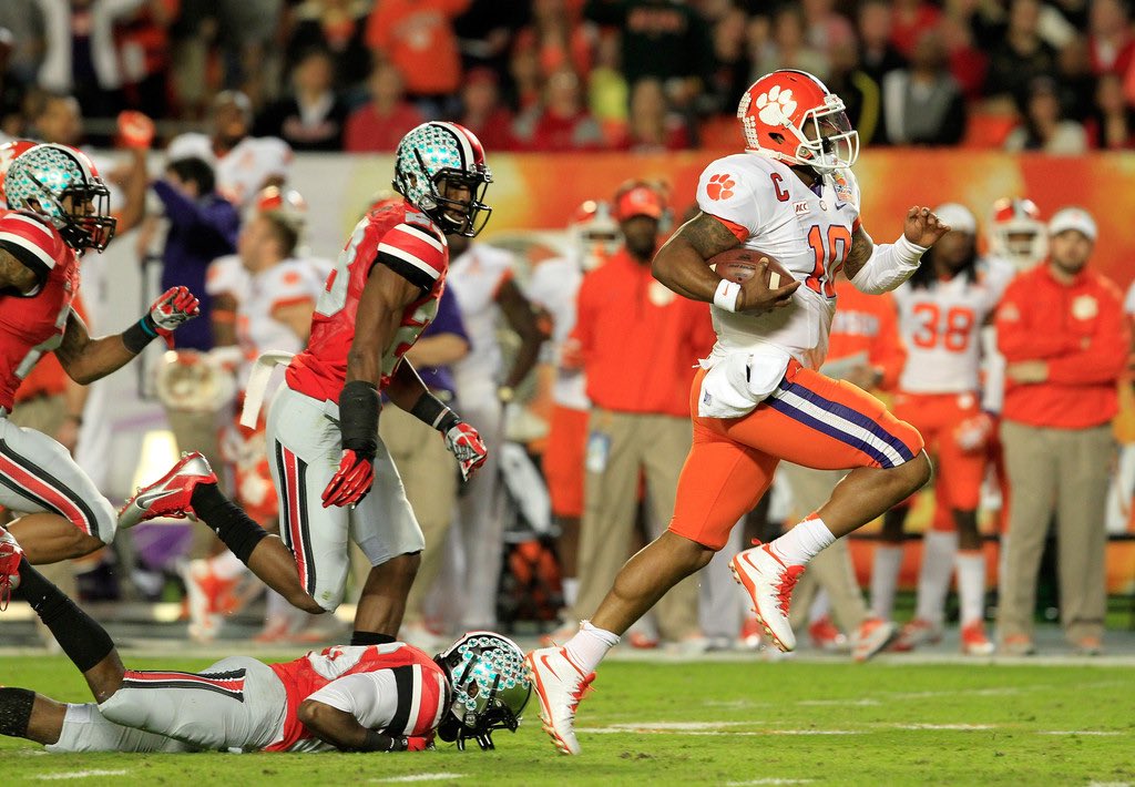 Clemson earned an at-large BCS bid in the Orange Bowl, the site of their embarrassing loss 2 years prior. For the first time since that game, Dabo Swinney let the team wear their orange britches against an Ohio State team that had fallen just short of the national title game