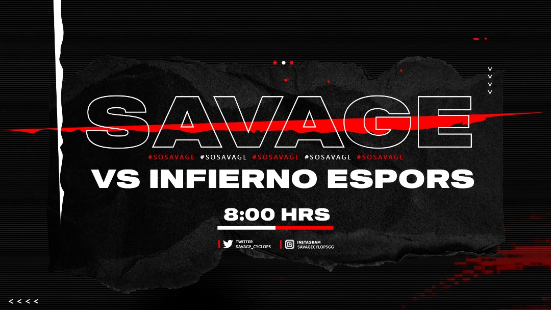 #CR | ¡MatchDay! 

Disputaremos el día de hoy el primero de dos partidos. 🤯

Comenzaremos con la segunda jornada de <a href="/HLatinaLeagueGG/">Hermandad Latina League</a> ante un gran rival. Daremos todo en la competencia para traer la victoria a casa. 

🆚 | <a href="/_InfernoCR/">Inferno eSports</a>
🕗 | 8:00 PM🇬🇹/9:00 PM🇲🇽

#SoSavage 🦁