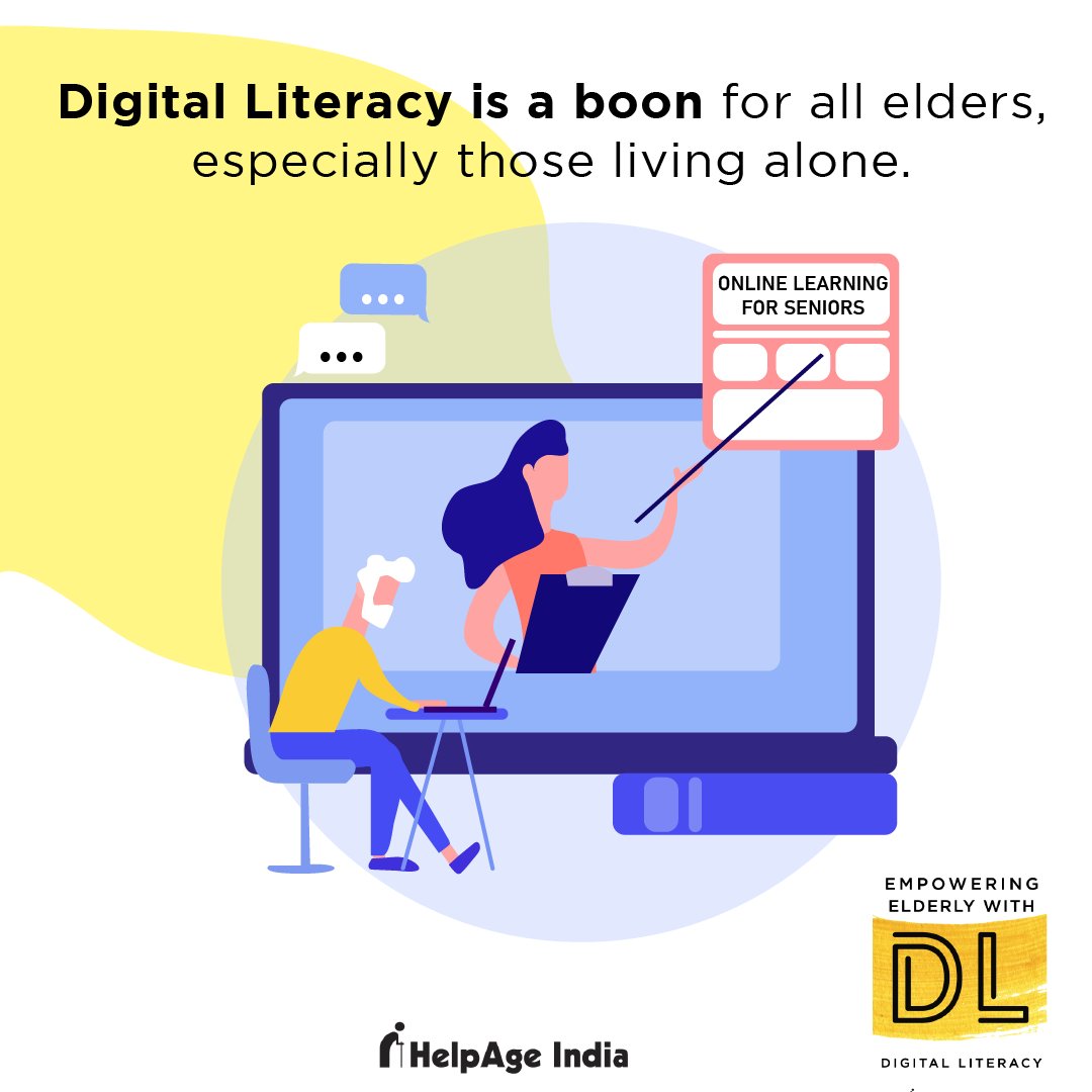 Helpageindia's tweet photo. #DL4Elders | Digitally Literacy📲 is a boon for all elders, especially those living alone. We can help our elders stay connected by giving them access & knowledge to #internet & #technology.#DigitalIndia #Tech4good #LeaveNoOneBehind #Ucanhelp #Seniors2020 #DigitalTransformation https://t.co/naokz9aQnd