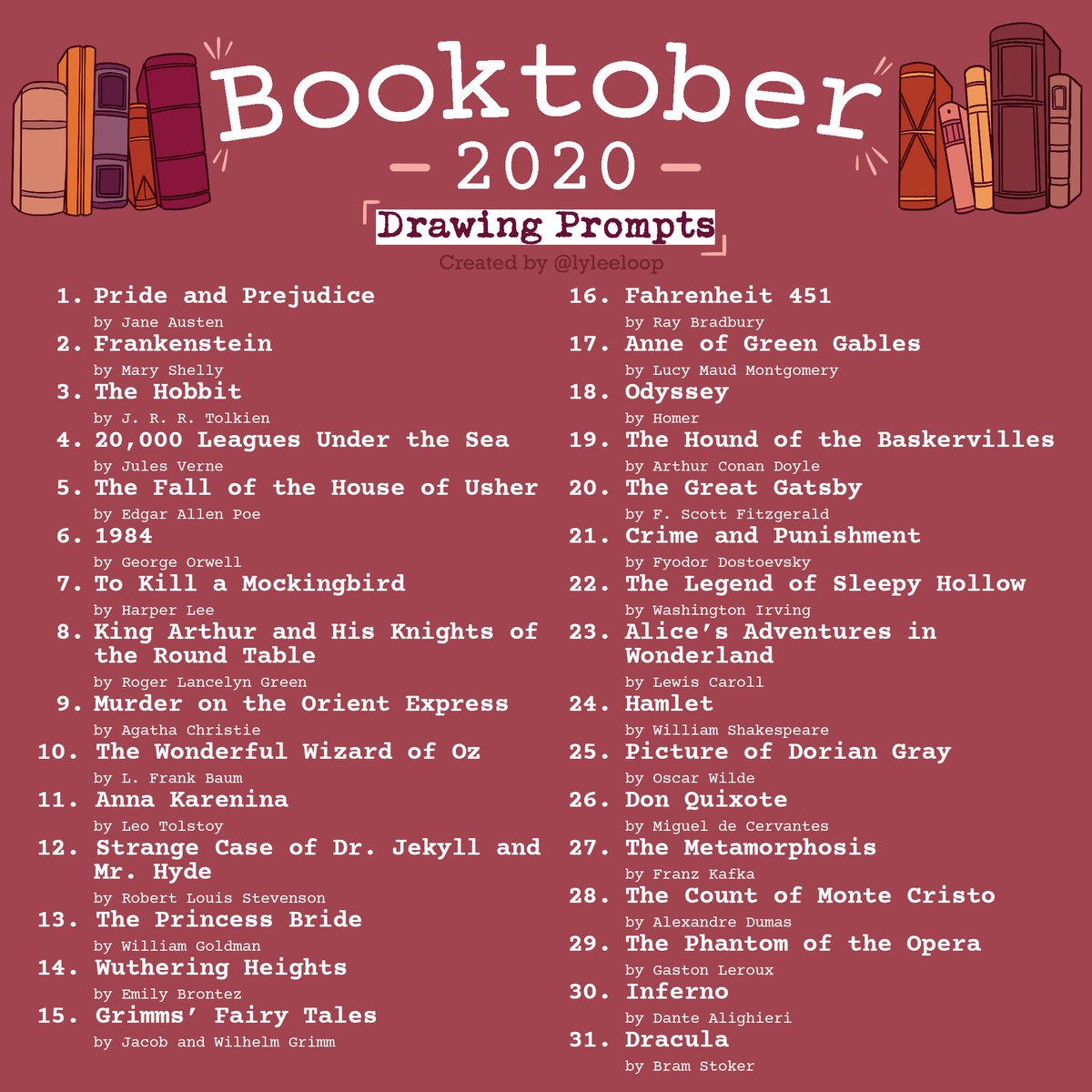 booktober, another prompt list: