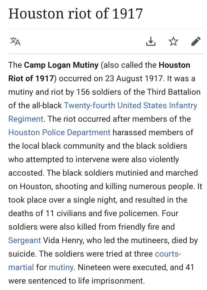 The police harassed the Black community of Houston, Texas over 100 years ago and men serving in the military. Soldiers fought back. They were punished by a mass public lynching and mass incarceration probably working in chain gang slave labor. Texas, Jason. Texas.
