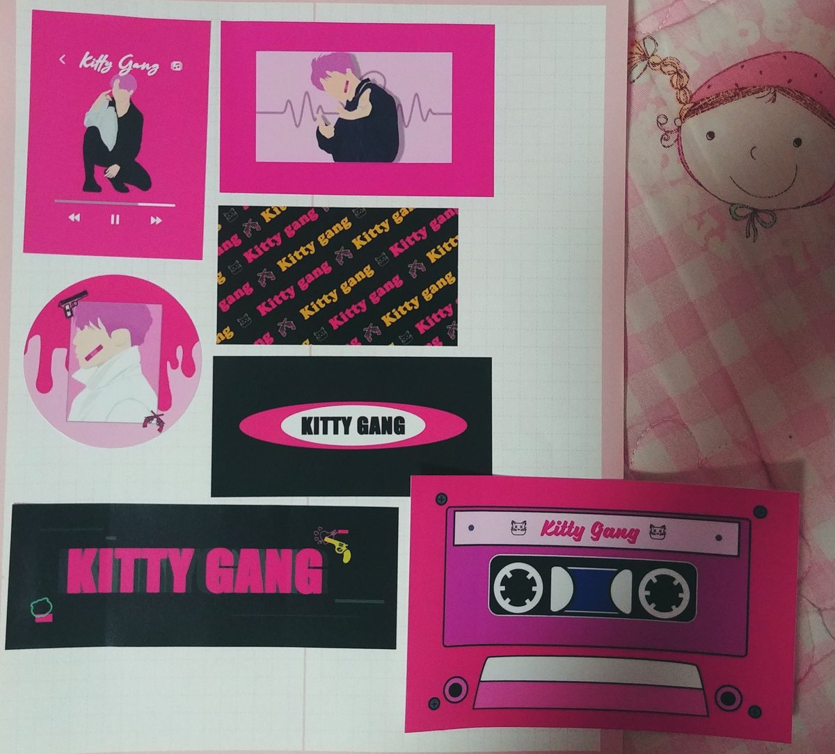 pink kitty sticker pack (x1) $2.00