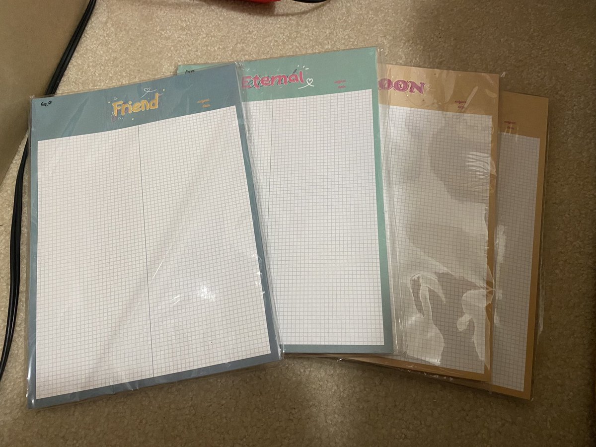 mots 7 memo pads ~ $9.61moon (x1)friend (x1)eternal (x1)these are actually pretty big, almost the size of a regular sheet of printer paper