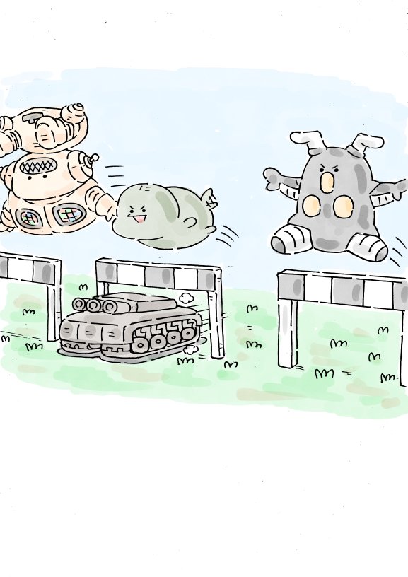 いぬころすけ Twitter પર 恐竜戦車たちのハードル走
