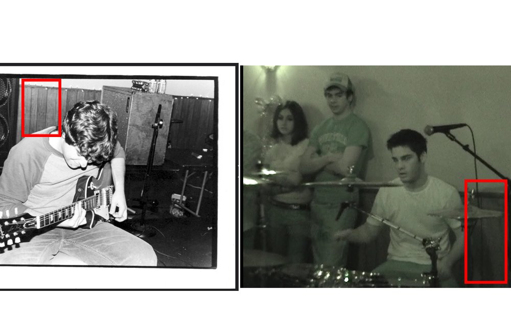 Potential break in the case thanks to photographer Aaron Weber. On the left: photos he took of The Progress at Williamstown VFW. On the right: Screen grabs from The Early November/Senses Fail show.Exhibit A: Wood paneling is the same