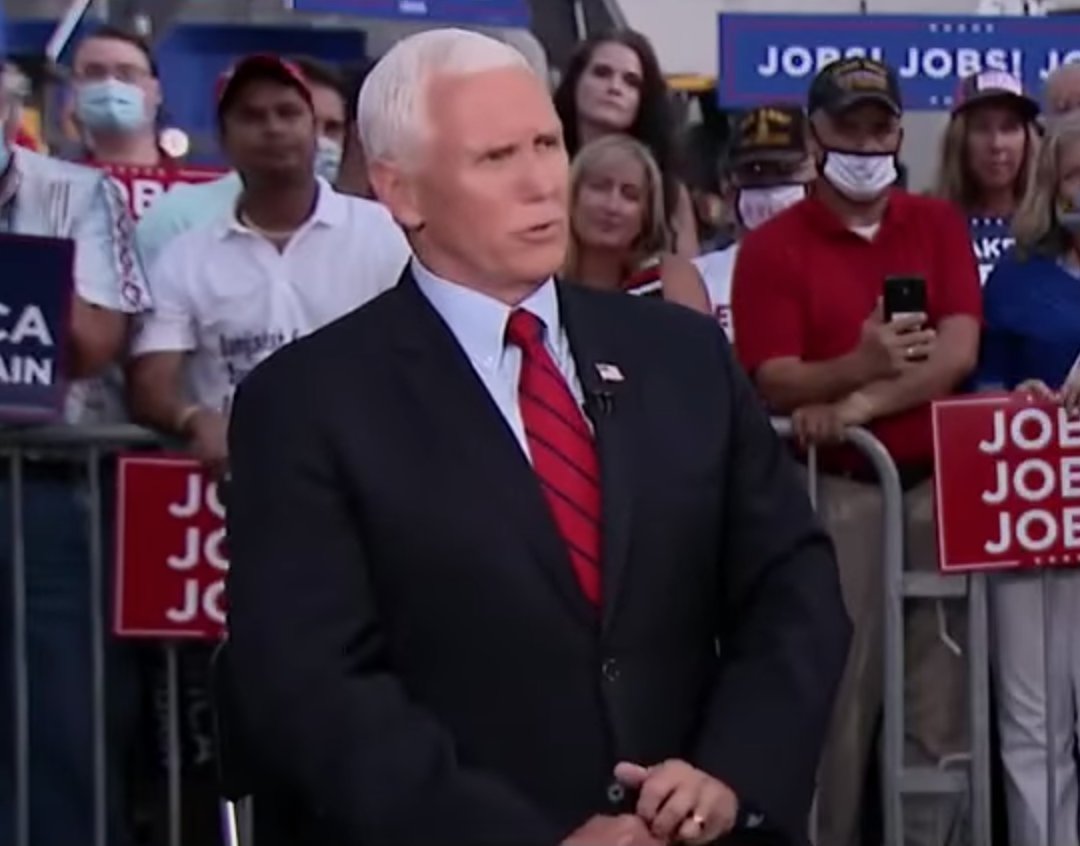 28/ If we look back just a couple seconds (8:42), as Pence says, "being told to", he is once again tugging the corners of his jacket in a protective/beta/emotionally uncomfortable tell while protecting his groin (fig leaf/genital guarding).