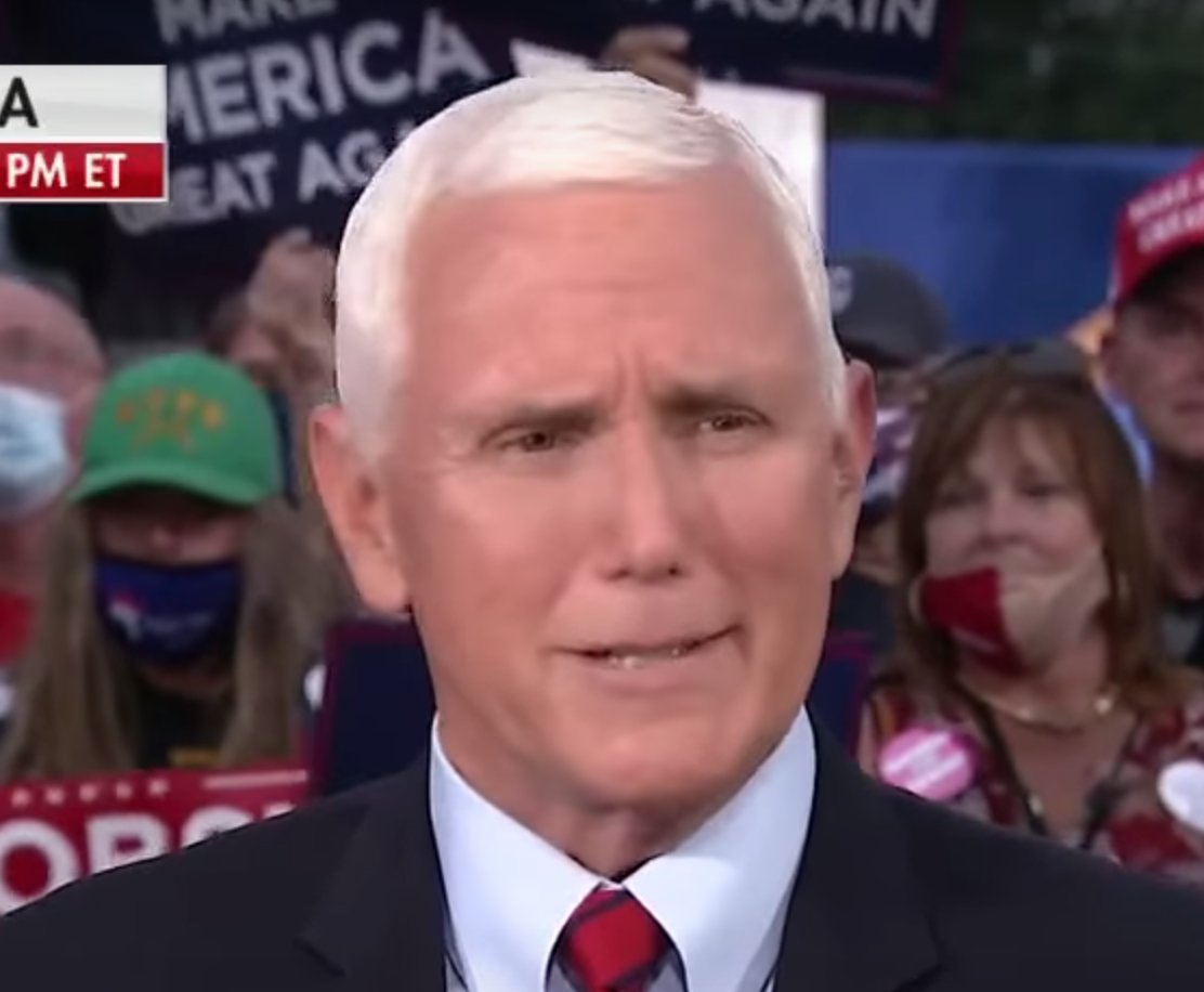 30/ As he says, "ahum, ah this President a, a [low stutter] is in remarkable [sic] good health", Pence once again displays a smile out of context together with a partial (suppressed) mouth smile while making a declarative statement/answering a question.