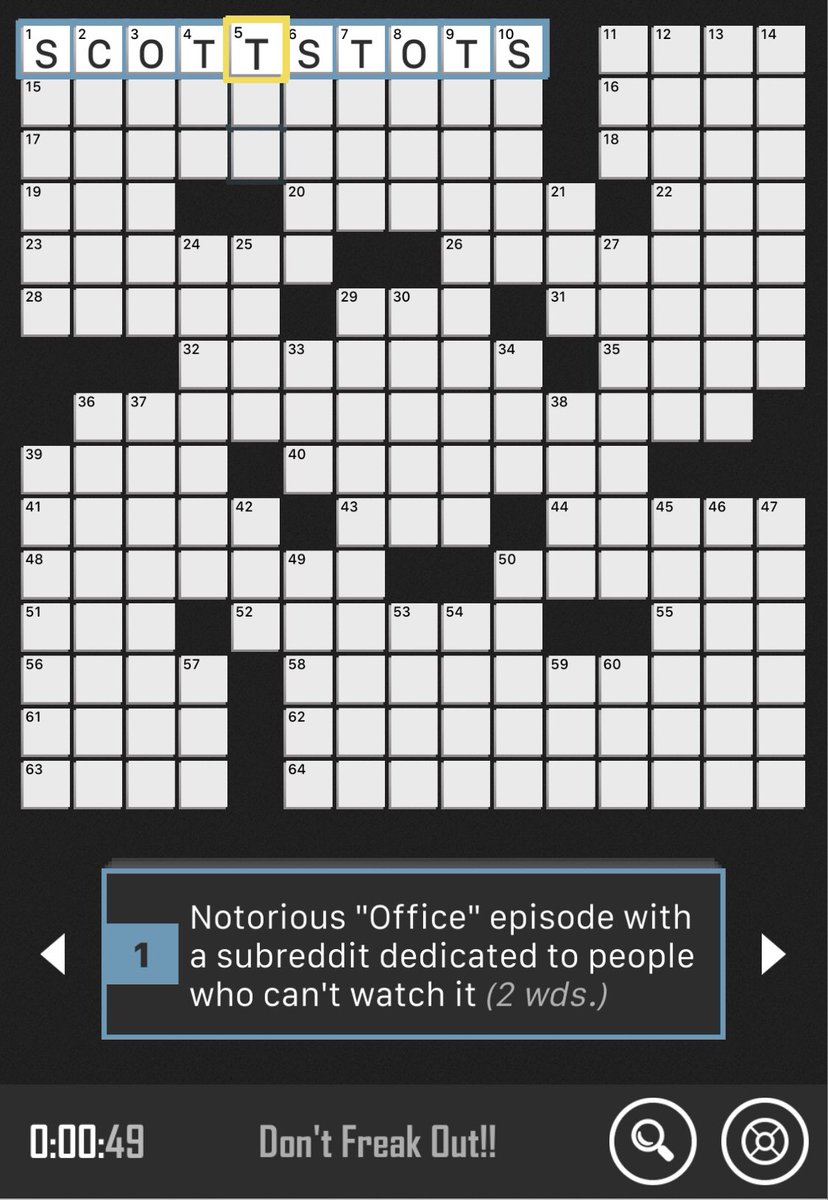 Cwerty's tweet photo. @jennafischer Thought you should see the first clue in my evening crossword puzzle. It took me about 5 seconds to guess. Can’t wait to hear you and @AngelaKinsey take a deep dive on this episode! https://t.co/1Hq2HjGSKJ