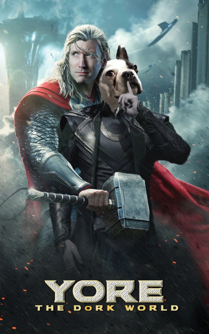 Some believe that before the universe, there was nothing. They're wrong. There was dorkiness... and it has survived.(The base of this was already a Photoshop making Thor hug Loki that made its way to being displayed in a theatre in China, but I couldn't resist)