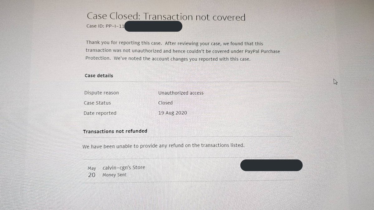 (15/23)so I decided to ask for refund from PayPal instead. The process was declined.
