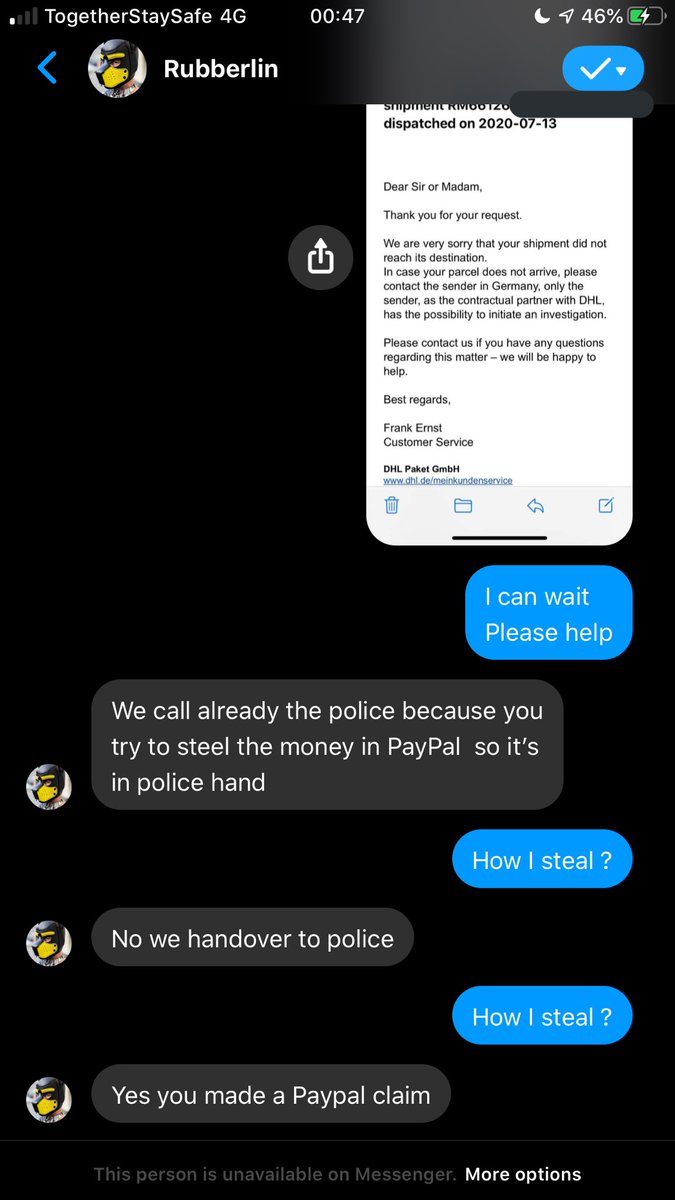 (17/23) The seller denied once again and also told me that I was trying to scam them since I ask for refund in PayPal. The seller said that they were already working with paper to sue me.