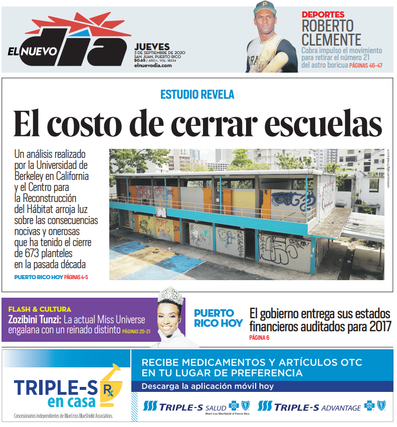 El costo de cerrar escuelas | Estas es nuestra portada para el 3 de septiembre de 2020. Mantente al día con las últimas noticias en endi.com.