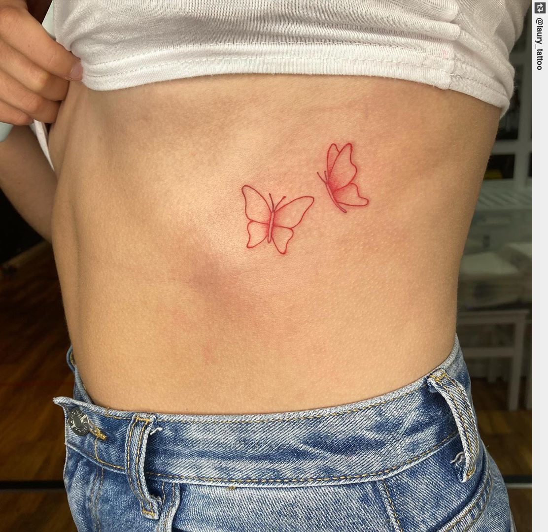 Tattoo tagged with flower outline red  inkedappcom