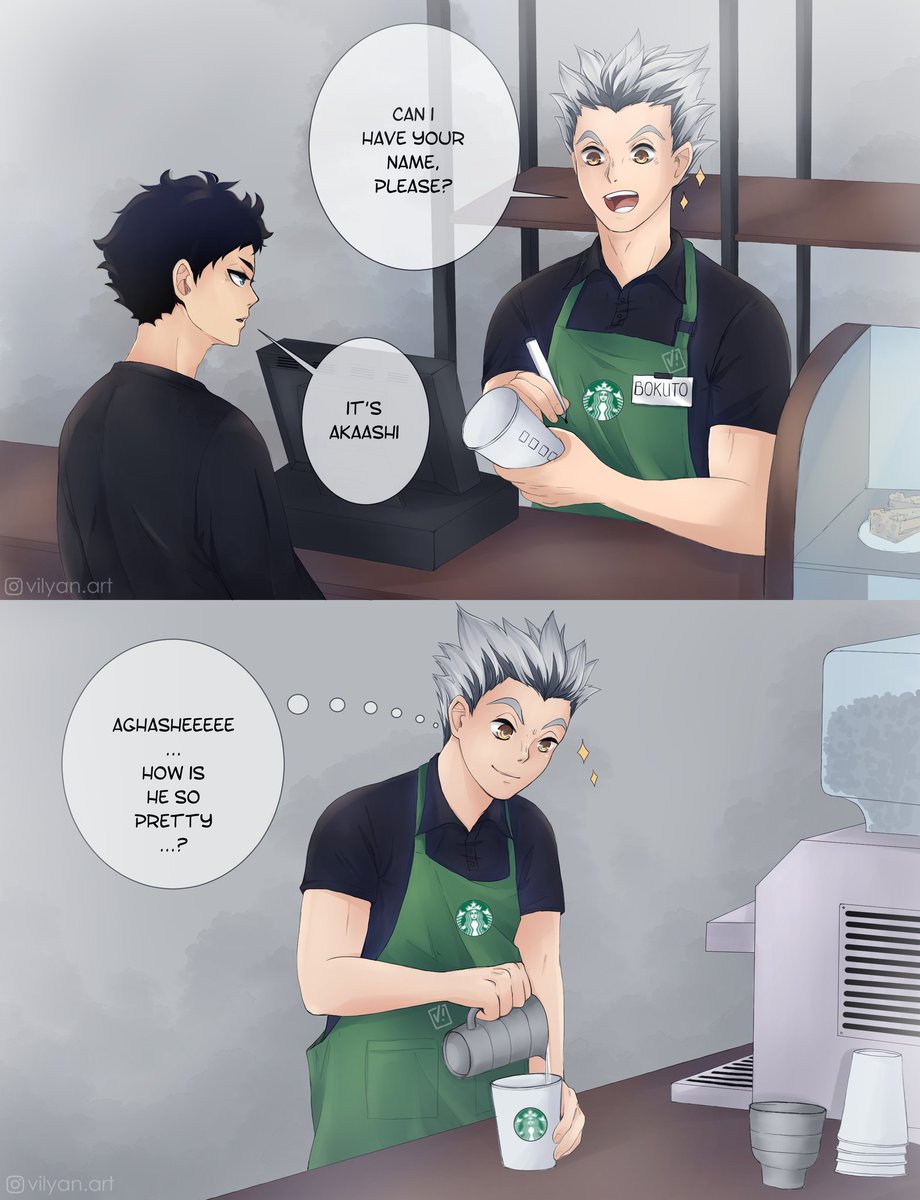 ? It's embarrassing. Yeah, I mean... BokuAka week was ages ago, but I draw really REALLY slow.? But here you are: coffee shop au with !barista Bokuto.???
Also: I'm quite lazy with backgrounds.
???
#haikyuu #haikyuucomics #bokuaka #bokutokotaro #akaashikeiji 