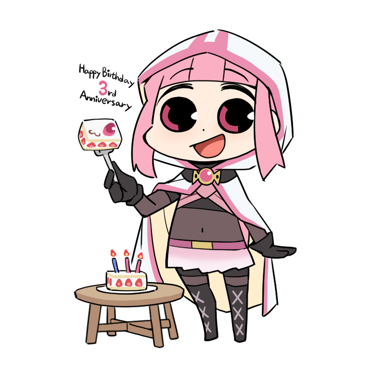 tamaki iroha 1girl bodystocking pink hair solo cake food hood  illustration images