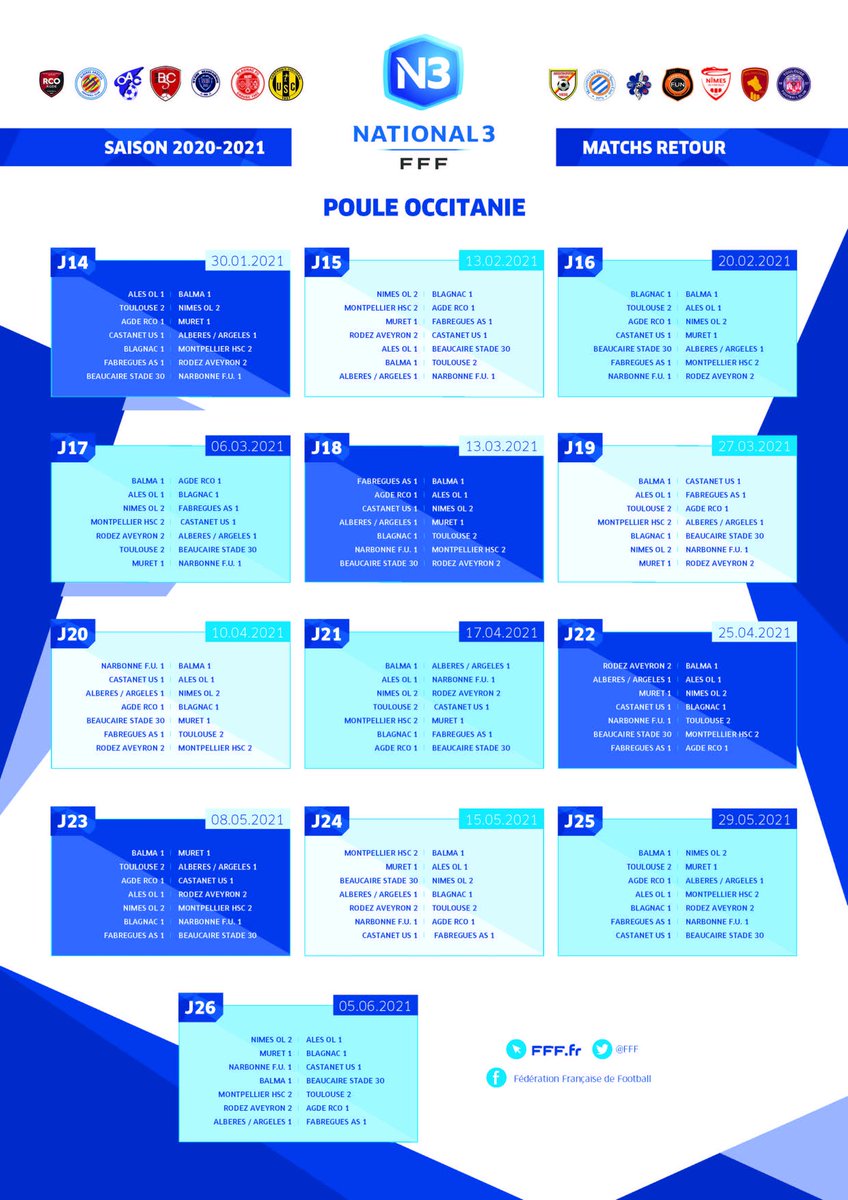 FUNarbonne's tweet photo. Le calendrier du @FUNarbonne #National3 poule #Occitanie 🧡🖤
#LUnionEstNotreForce #TeamFUN #Narbonne https://t.co/h2Siaqw9iC