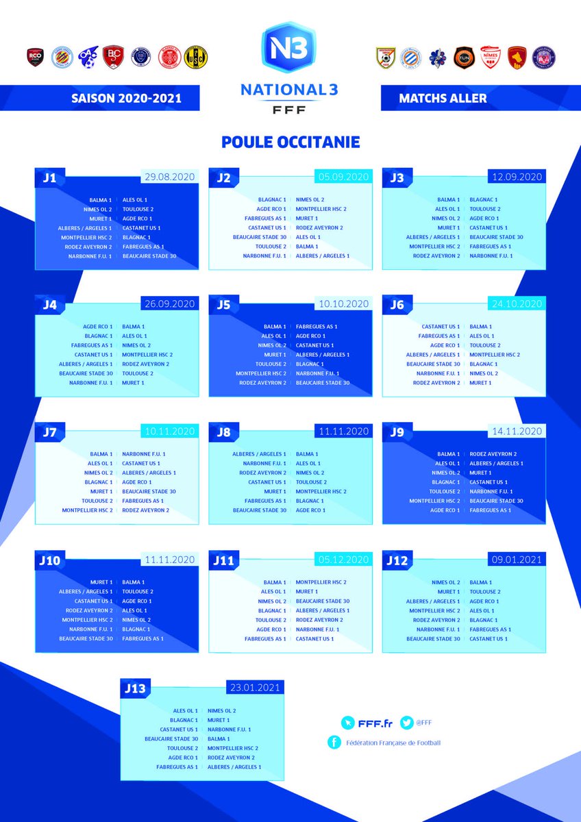 FUNarbonne's tweet photo. Le calendrier du @FUNarbonne #National3 poule #Occitanie 🧡🖤
#LUnionEstNotreForce #TeamFUN #Narbonne https://t.co/h2Siaqw9iC