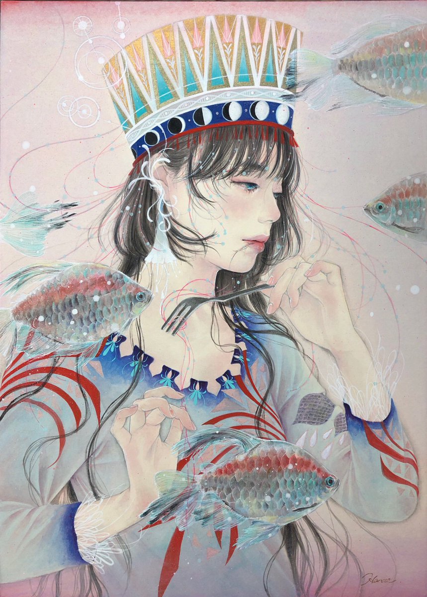「今日も暑いので涼しげ?な作品を…。 」|中島華映のイラスト