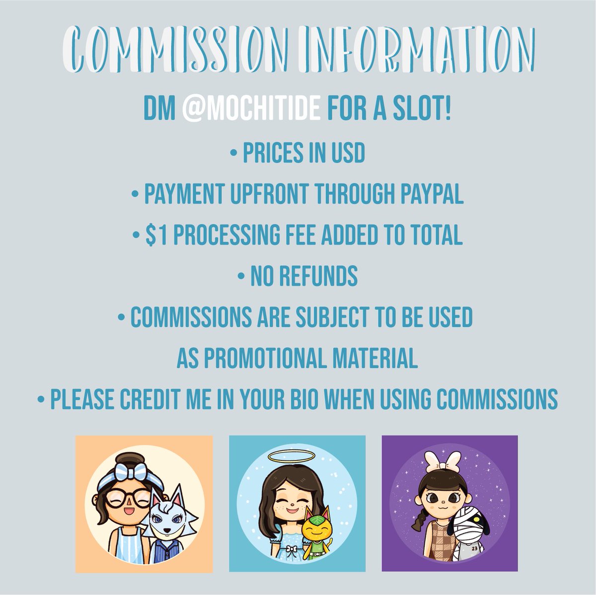 mochitide's tweet photo. While you're here, check out my commission sheet.

PROMO: All commissions get 200 NMTS and a grape-harvest basket!

#commissionsopen #acart #acnh #accommissions https://t.co/3gveo4FCqt