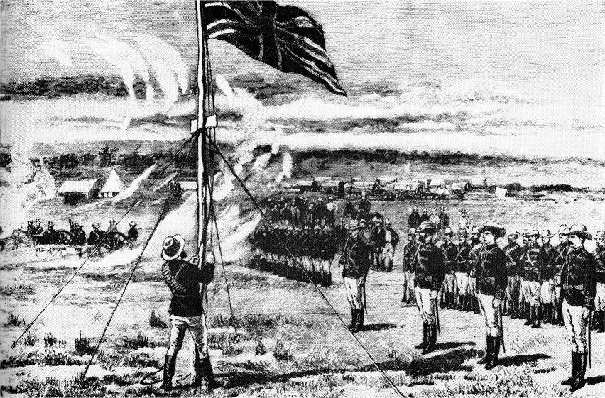 7. The column left Bechuanaland in June 1890 crossed Thuli River proceeded north east & then north until they reached the Harare kopje & hoisted a union flag without any resistance. At this point King Lobhengula must have known that his capital was next.