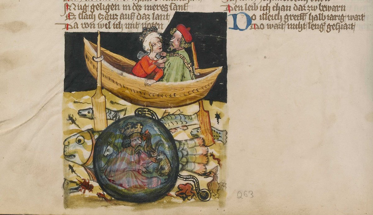 She was persuaded by her lover to elope, however, and she cast the chain into the sea. With the chain uselessly coiled on the ocean floor, Alexander was left to devise his own escape. [Getty-Museum,-Los-Angeles,-Ms.-33,-fol.-220v]  4/4