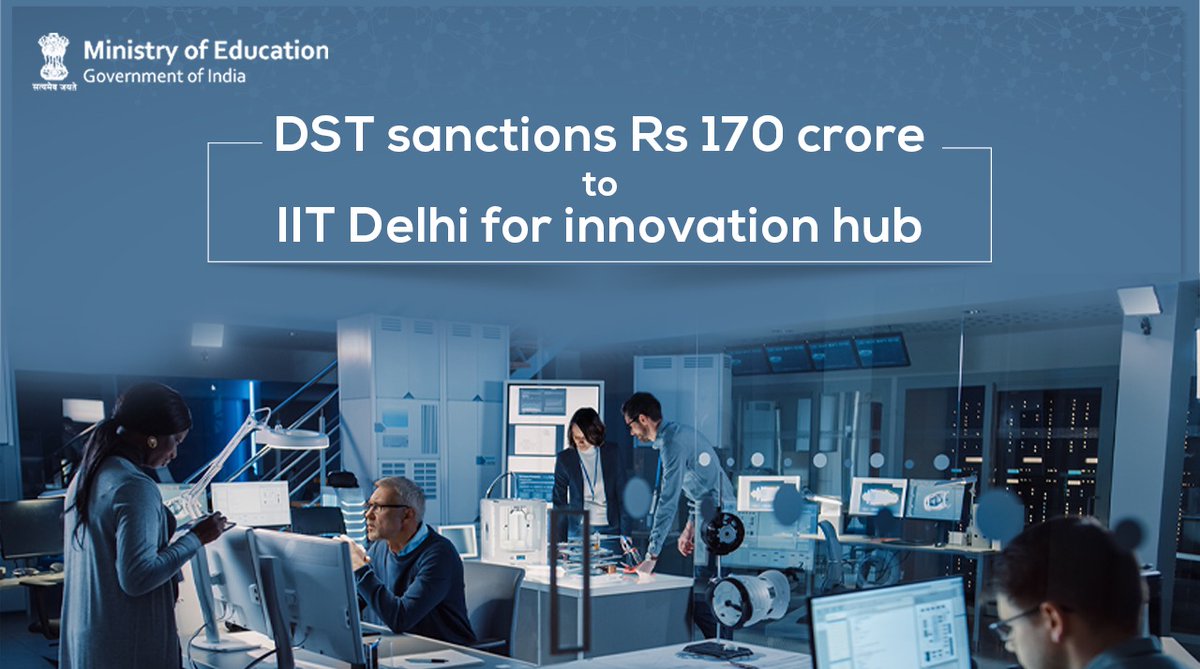 .<a href="/IndiaDST/">DSTIndia</a> has sanctioned Rs 170 crores to <a href="/iitdelhi/">IIT Delhi</a> to set up a Technology Innovation Hub on #Cobotics.
The focus will be given to technologies where robots can work together with humans to maximize the benefits of human intelligence.
Know more: bit.ly/_InnovationHub