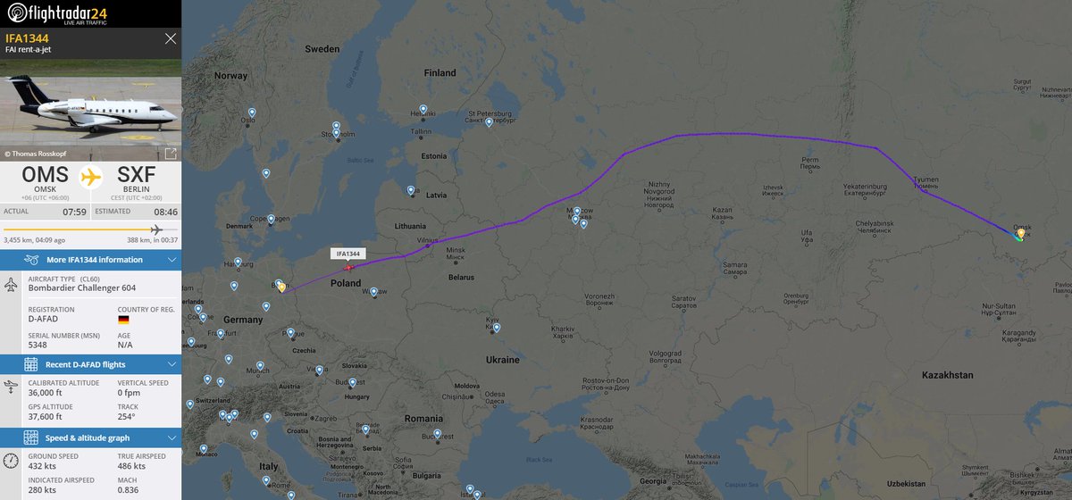 flightradar24's tweet photo. The aircraft with Alexei Navalny on board is less than 1 hour away from Berlin
https://t.co/WKC5Px3rzP https://t.co/465UVqmI7x