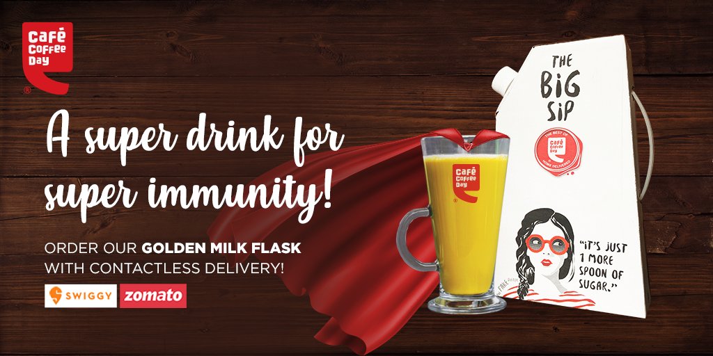 CafeCoffeeDay's tweet photo. Power-up your health with the deliciousness of ginger and turmeric in our Golden Milk Flask. Order safely with our delivery partners now!
#cafecoffeeday #homedelivery #contactlessdelivery #goldenmilk #turmeric #ginger #turmericmilk #immunity #immunityboost #health #ccd #ccdcafe https://t.co/cBR14xHswK