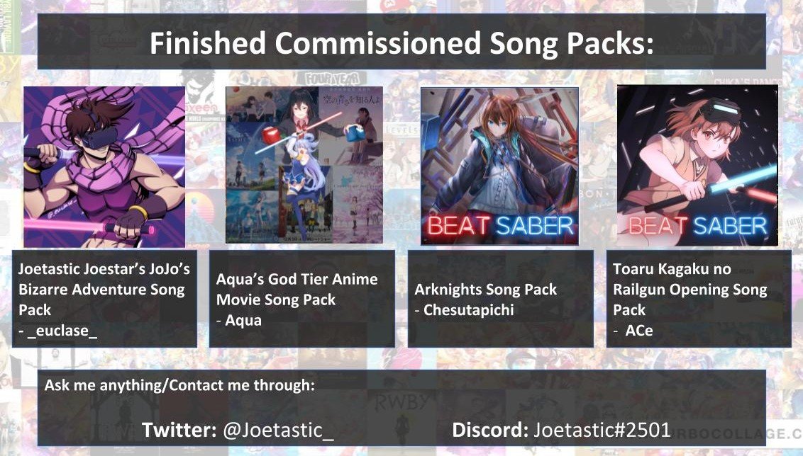 Joetastic Beat Saber Commissions Closed On Twitter I Ve Been Doing Song Pack Commissions For Months Now So It S About Time I Properly Opened Commissions For Them Too If You Plan On