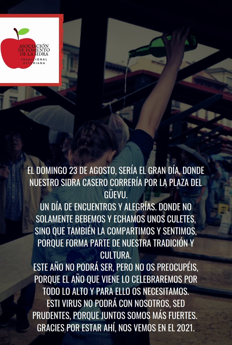 Tamos murnios 😢, pero pensando nel 2021 💪
Munches gracies xente, ensin vós nun se podría facer
<a href="/AytoVillaAst/">Ayuntamiento Villaviciosa - Asturias</a> <a href="/TurVillaviciosa/">Turismo Villaviciosa</a> <a href="/Comarcasidra/">Comarca de la Sidra</a>