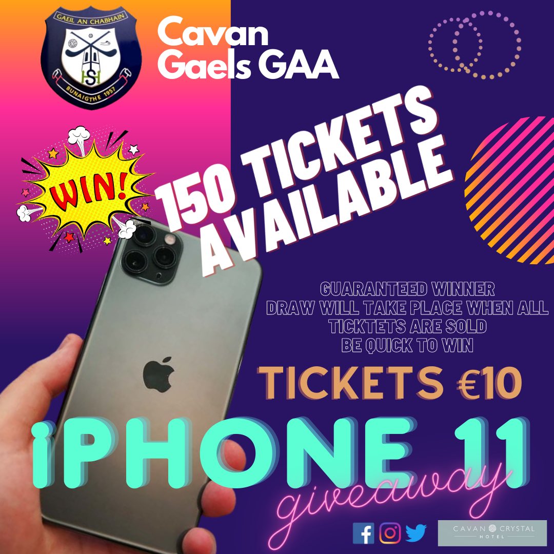 Be quick to be in with a chance to win an iPhone 11 for only €10!
Follow the link to be in with a chance to win, only 150 tickets available

farmgiveaways.com/product/win-ip…