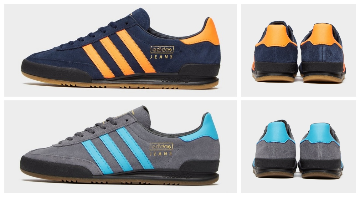 adidas jeans trainers blue and orange