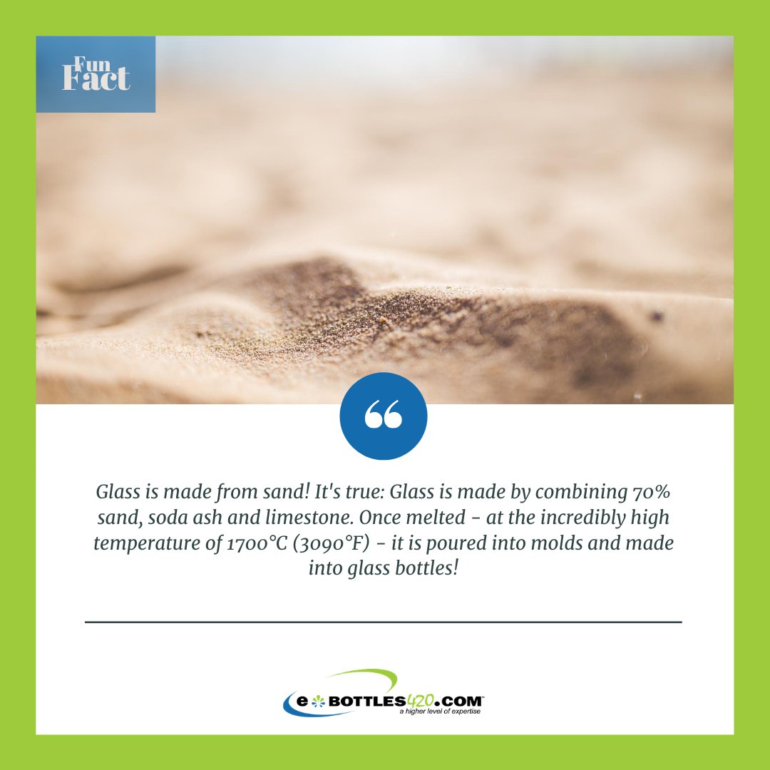 Ever wonder how glass is made? At #ebottles420, we research our products and make sure we deliver quality for your quantities. How many of you knew this already? 

#funfact #bottles #glassbottles
