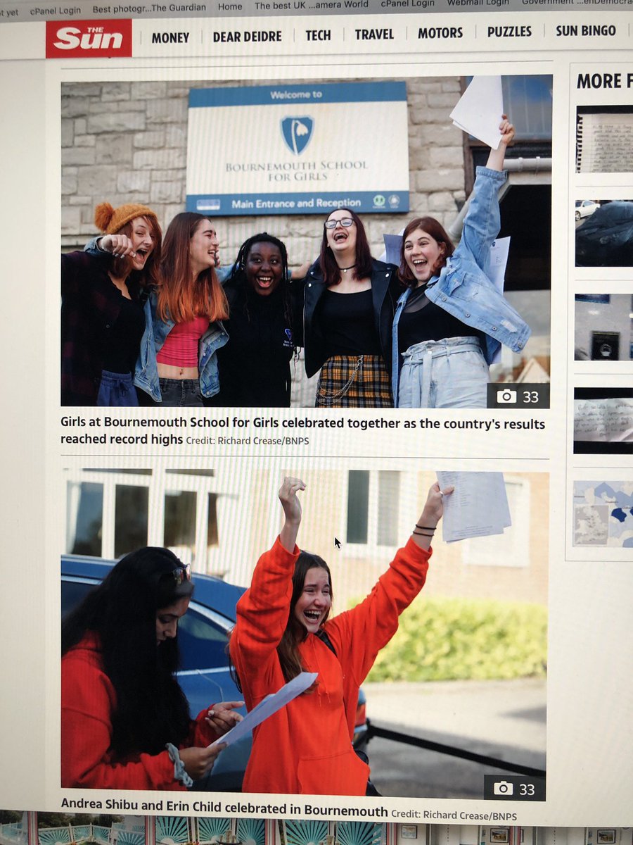RichardCrease's tweet photo. Great to see some of my  #gcseresults2020  pix from @BSGupdate used in yesterday’s Guardian and the Sun papers and online thanks to Bournemouth News and Pix https://t.co/q7Ze9JNqDx