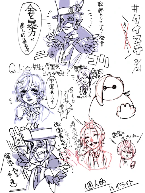 #クイステ 
アーカイブ3回見ました
めっちゃ面白かったので描き殴りました 