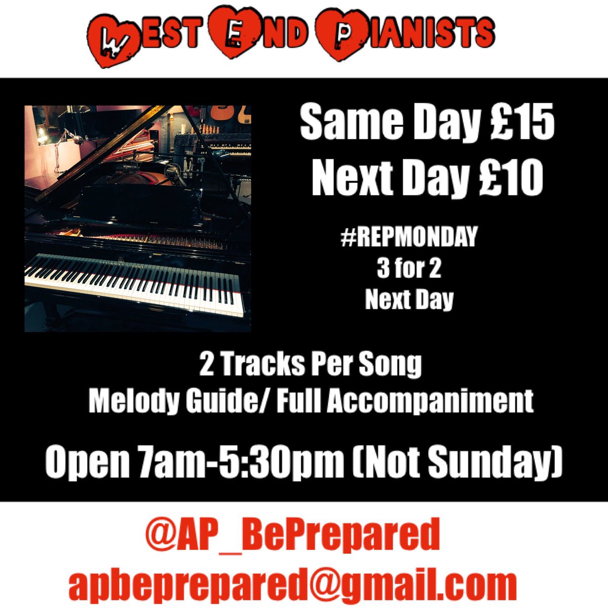 AP_BePrepared's tweet photo. #SingSaturday Sing out! Incredible hand tailored #Piano #BackingTracks. Get ready for those #auditions #theatre #BePositive #BePrepared 5 💫 reviews #RT https://t.co/joJYEdBHfo
