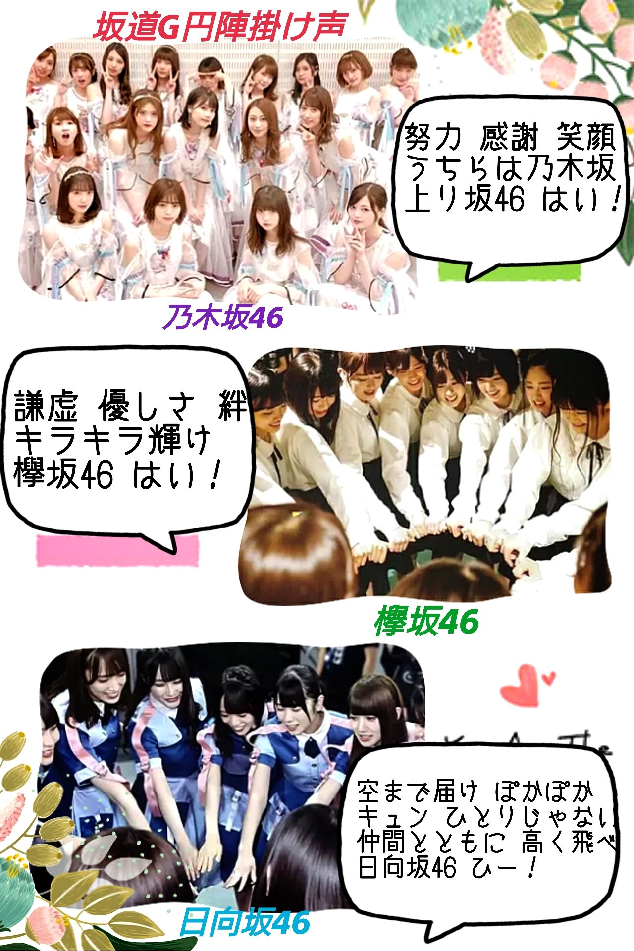 Twitter 上的 乃木坂 櫻坂 日向坂 きたろ坂 坂道g 乃木坂46 欅坂46 日向坂46 円陣の掛け声 T Co Nmqo0g62kc Twitter
