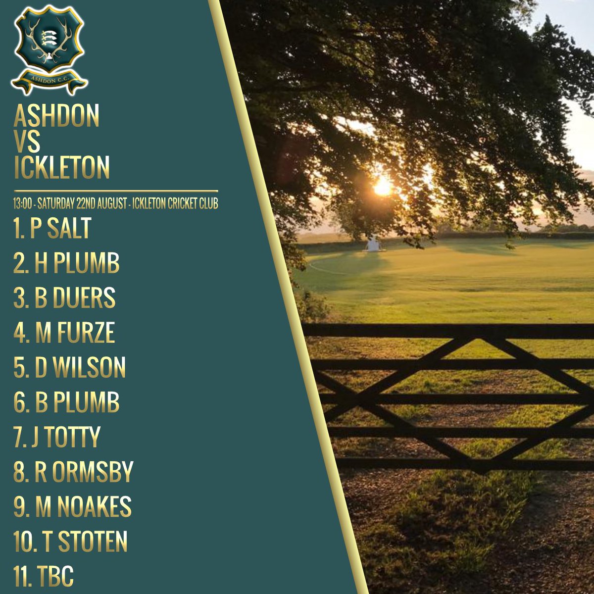 We’re away at Ickleton today so here’s the team list. Looking forward to some proper Saturday club cricket this afternoon #Ashdon #clubcricket #villagecricket #cricket