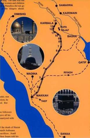 The journey that took Imam Hussain from Mecca to Karbala