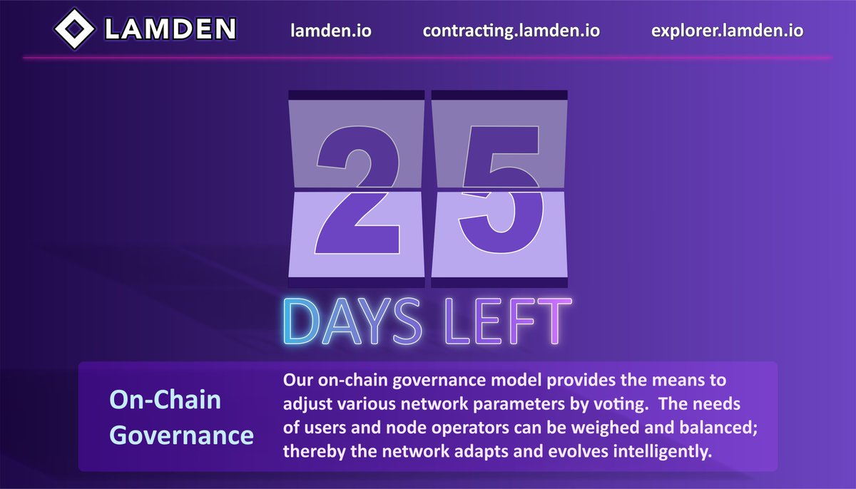 Good Morning! Only 25 days till the #Lamden mainnet launch! Here are some details about our on-chain governance model 👀