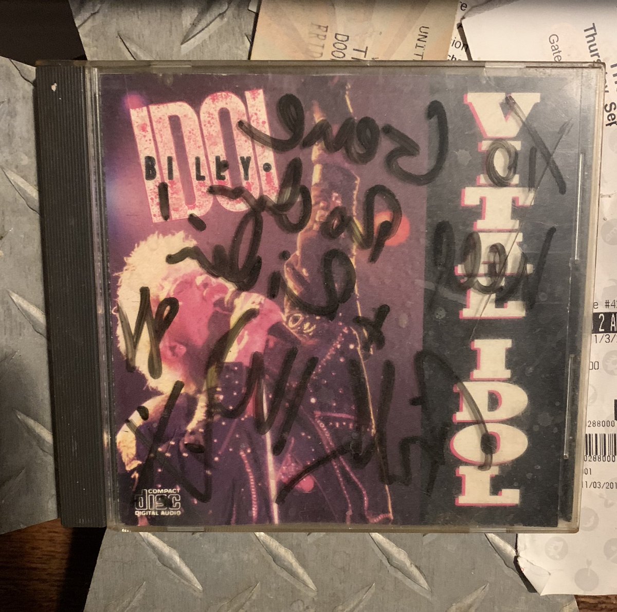TheHerdHouse's tweet photo. Covid travel was scary but worth it. I have a famous dad.
My dad built @BillyIdol’s Harley in ‘87. It’s at the @rockhall now. I now have the priceless platinum record & cd from #VitalIdol. I met hubby at a #BFI concert in ‘90. It’s the end of an era I will never forget. https://t.co/f09gYnpGQW