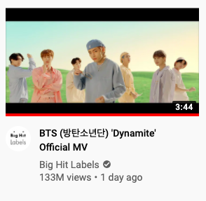 JustTrustBTS's tweet photo. thumbnail: 133M
video: 120M

where's our 13M @YouTube?

#BTS_Dynamite #DynamiteBTS https://t.co/KqK975qLPO