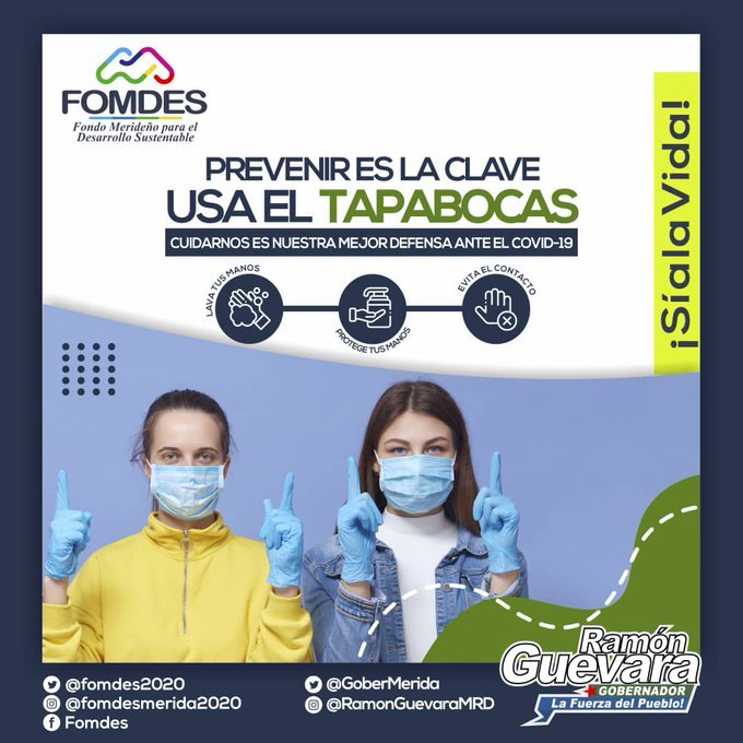 fomdes2020's tweet photo. @RamonGuevaraMRD
: el Coronavirus es un enemigo silencioso que debemos combatir con conciencia ciudadana, derrotarlo es responsabilidad de cada uno de nosotros. No lo dejes entrar ni a tu casa ni a tu vida.
#UsaElTapaBoca
#LavateLasManos 
#LaFuerzaDelPueblo
@GoberMerida
#SiLaVida https://t.co/JDwJ7XnEcg