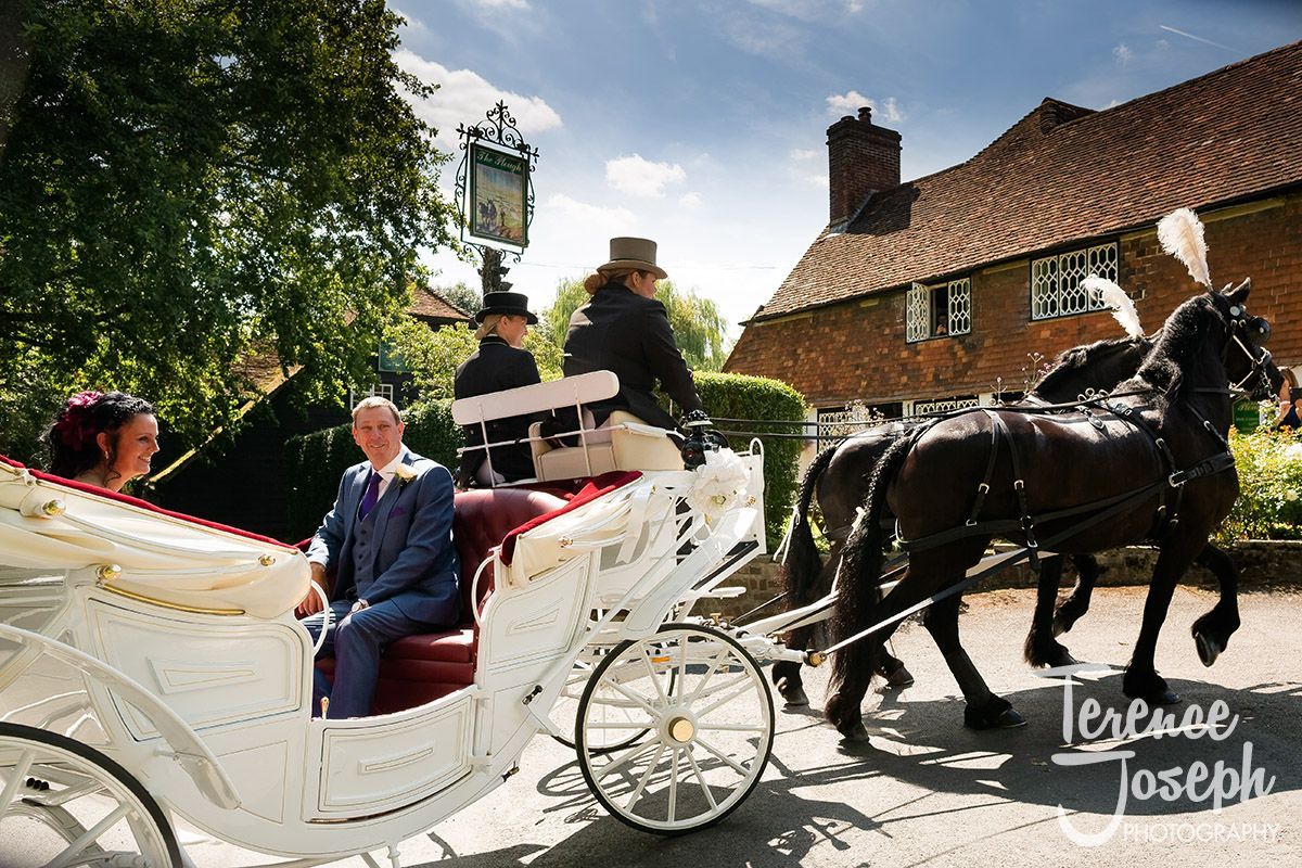 Who doesn't love a traditional horse and carriage! 
Sharon and Kenneth's summer wedding at <a href="/ploughatleigh/">The Plough at Leigh</a> sure was a glorious, sunny day!

#theploughatleigh #kent #wedding #ukwedding #weddingphotographer #photographer #summer #horse #carriage #tradition #photography #married