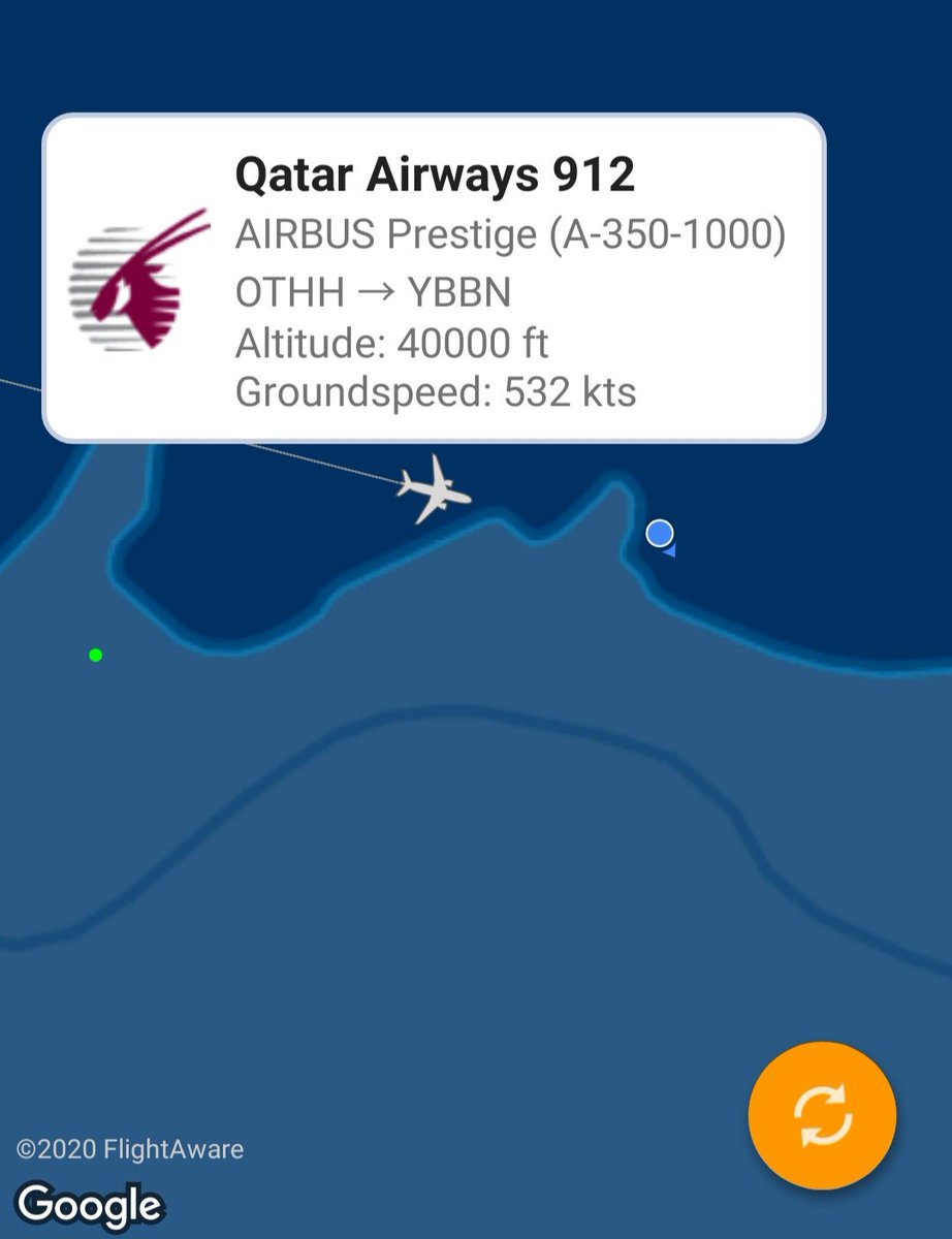 Clear skies in the Pilbara sees a lone @qatarairwaysar flying from @HIAQatar to @BrisbaneAirport. 
#Karratha #Pilbara #WesternAustralia #qatarairways #hamadinternationalairport #brisbaneinternationalairport #aviation #airbusA350