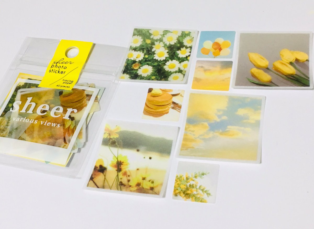 マステ屋 Mas 1947 Mind Waveの シアーフォトステッカー Yellow 黄色の実写写真マステシール 8デザイン 5枚でオサレ 台湾のシールではよくあるんですが 中々日本ではこういうの無かったので 助かります