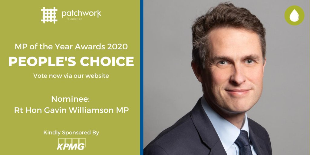 UKPatchwork's tweet image. Congratulations to @GavinWilliamson of the @Conservatives for being nominated by the public for our 2020 #MPoftheYearAwards! Vote for our People's Choice MP now: buff.ly/2X1eUKL

Voting closes at midnight on August 31st!

Kindly sponsored by @kpmguk.